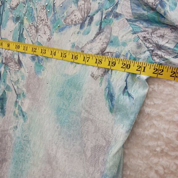 T-Shirt Sz L Blue Butterfly Watercolor Romantic Whimsycore Fairy Soft Girl Boho - Picture 7 of 12